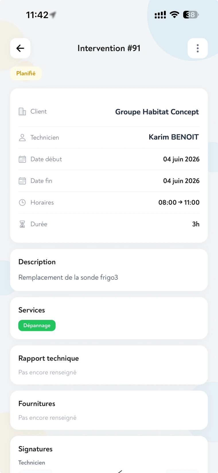 Klimatic, Detail & signatures, screenshot of the HVAC management SaaS app built by FreshMarkom